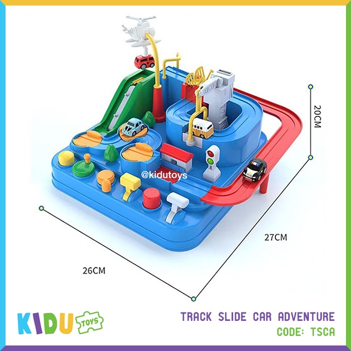 Mainan Track Slide Car Helicopter Adventure / Mainan Motorik Anak / Mainan Mobilan Track Anak Kidu Toys