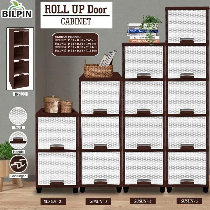 Akako Roll Up Door - Lemari Plastik Sliding Up Rak Buku Rak Serbaguna