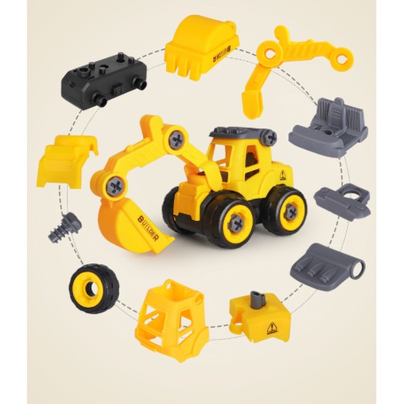 Mainan Anak DIY Mobil Truk Rakit Konstruksi Bongkar Pasang Dengan Obeng - 5 MODEL