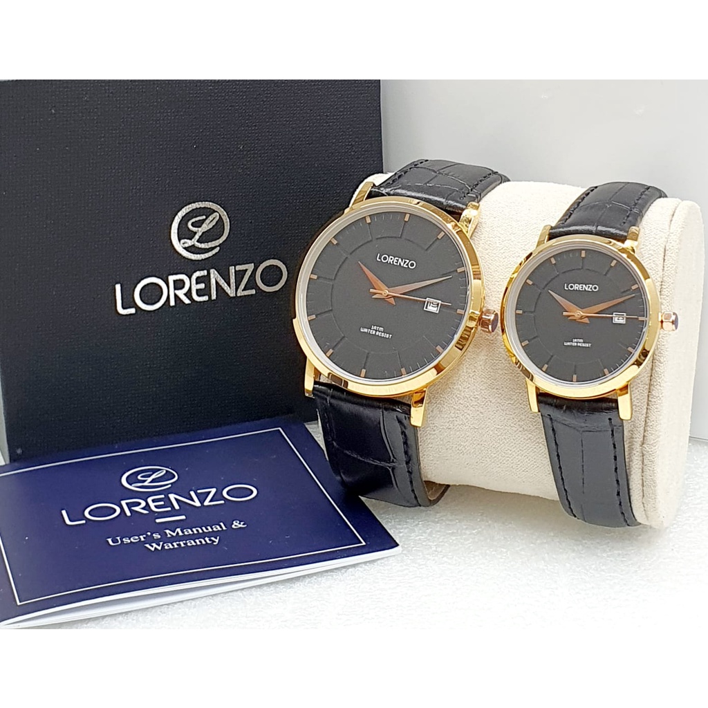 BEST SELLER JAM TANGAN COUPLE LORENZO 1027 ORIGINAL I270 TALI KULIT TANGGAL AKTIF DM 3.0 FREE BOX &amp; BATERAI || JAM TANGAN FASHION COUPLE JAM TANGAN PASANGAN MURAH