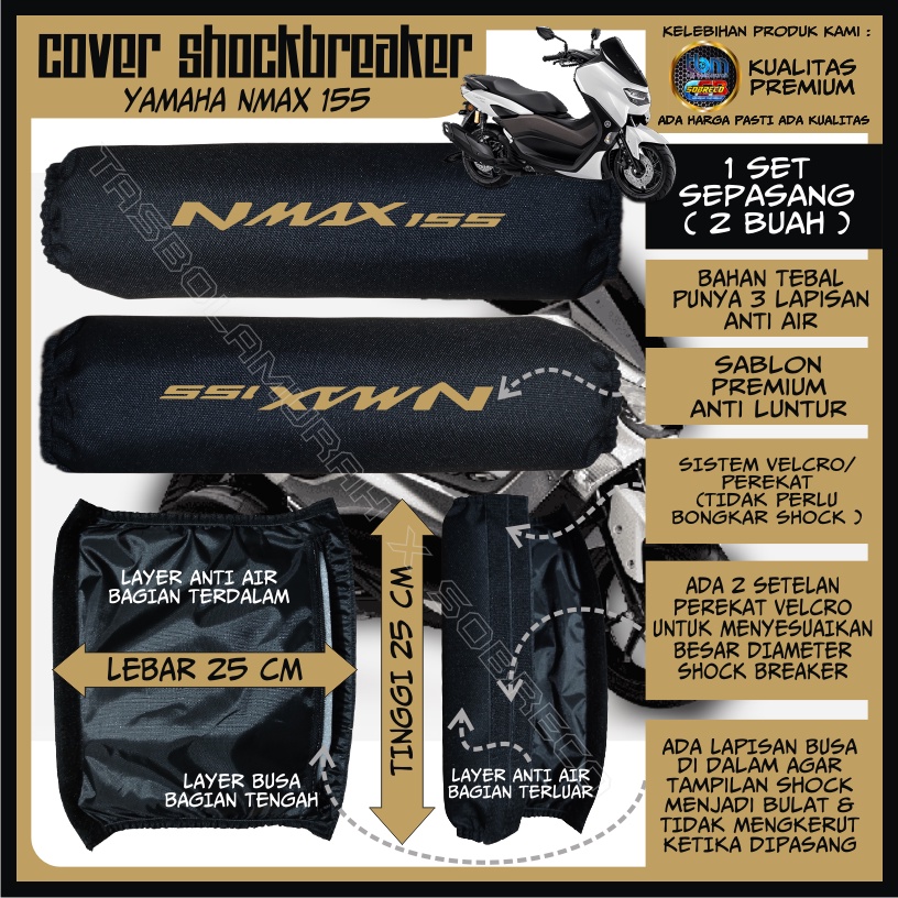 SARUNG PELINDUNG PENUTUP COVER SOKBREKER SHOCK BREAKER BELAKANG MOTOR YAMAHA NMAX 155 ANTI AIR