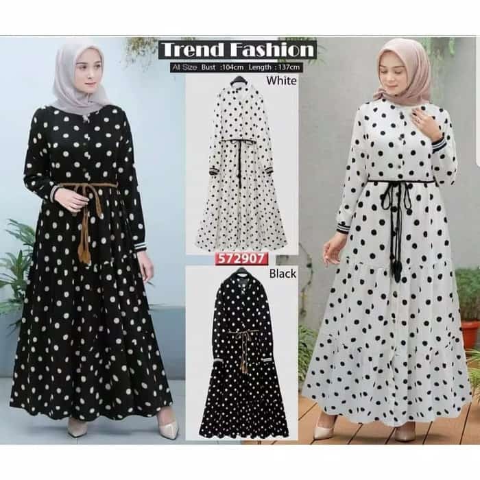 GAMIS/STELAN/ROK/SYAR'I/BUSANA MUSLIM/PAKAIAN WANITA/DRESS/POLKADOT F0R2