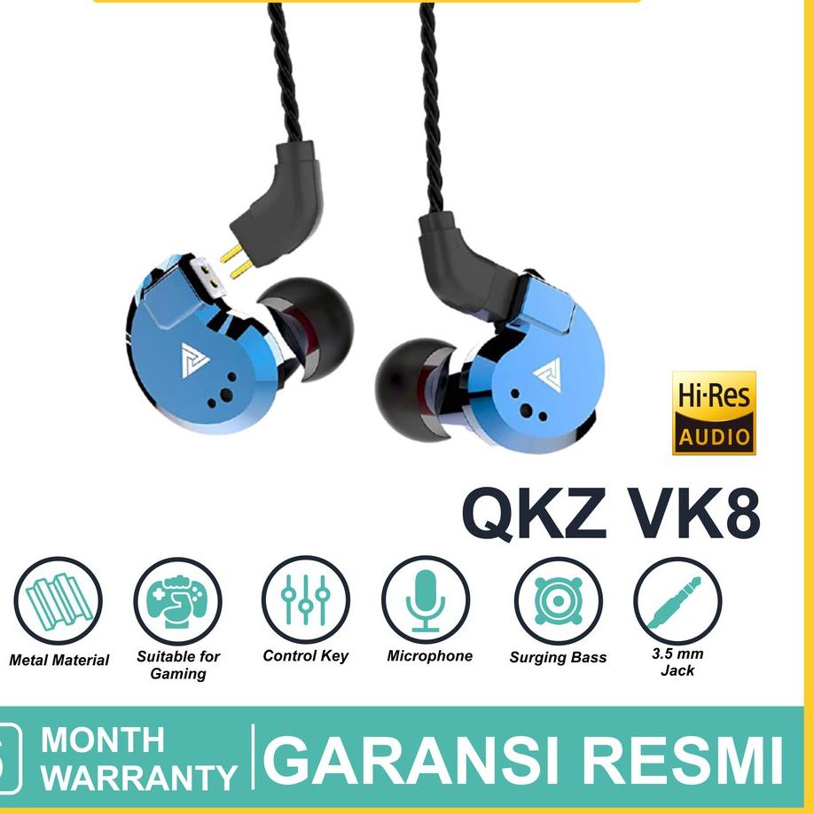 ➻ QKZ VK8 with Mic Sport Gaming Hi-Res Earphones Hight Quality In-Ear Earbuds HIFI ◌