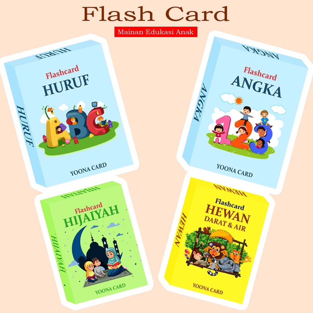 Flash Card Edukasi Anak 36 Kartu Full Color Bolak Balik