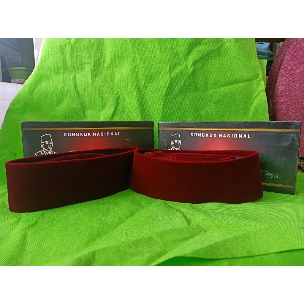 Promo Songkok Syiar Merah AC / FULL AC songkok bahan Bludru Peugeon High Quality tinggi 8 cm