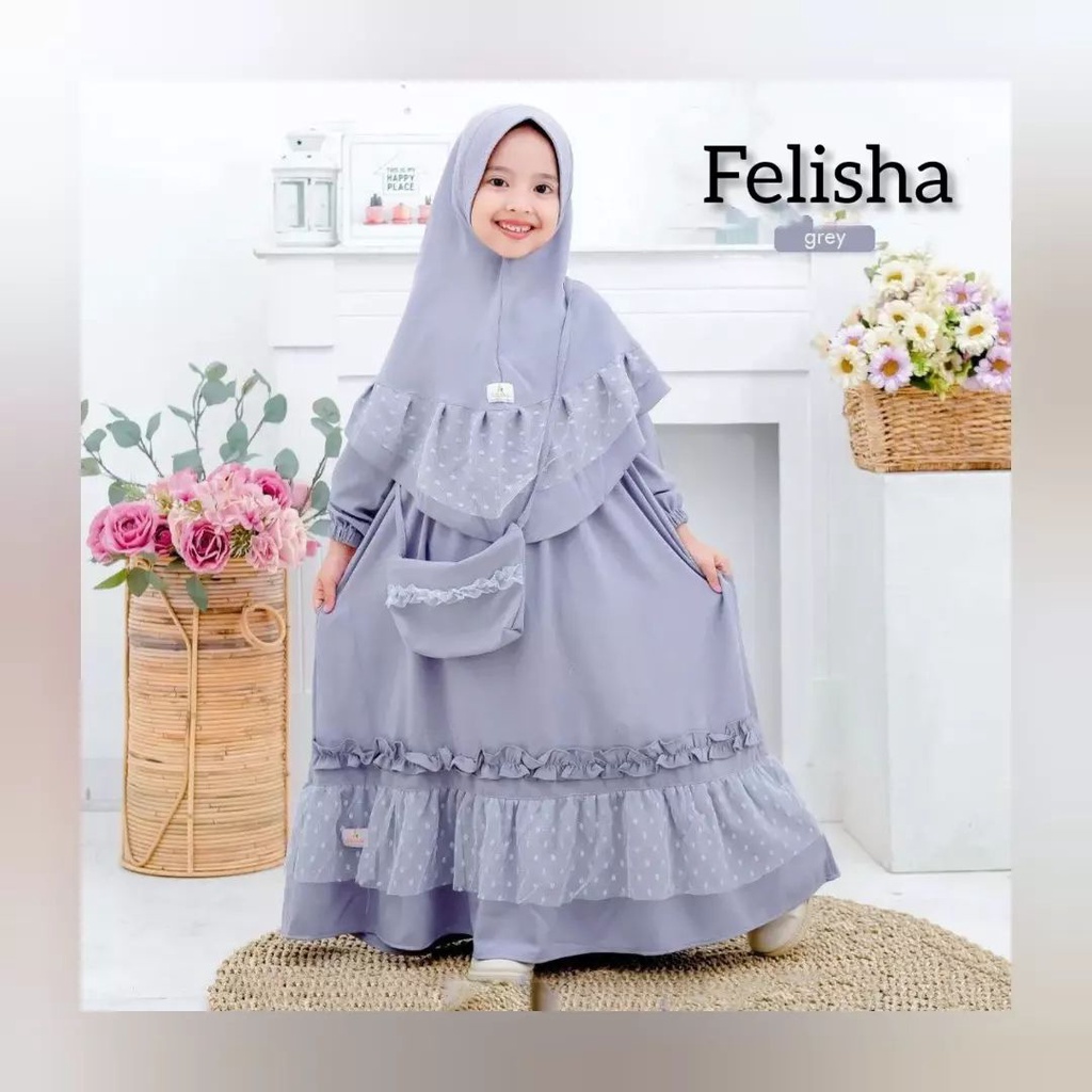 Big Sale Mamanda Saleha Gamis Anak Perempuan Usia 6 7 8 9 10 Tahun Terbaru Felisha kids Baju Muslim Anak Cewe Lebaran 2023 Pakaian Muslim Anak Perempuan Plu Kerudung