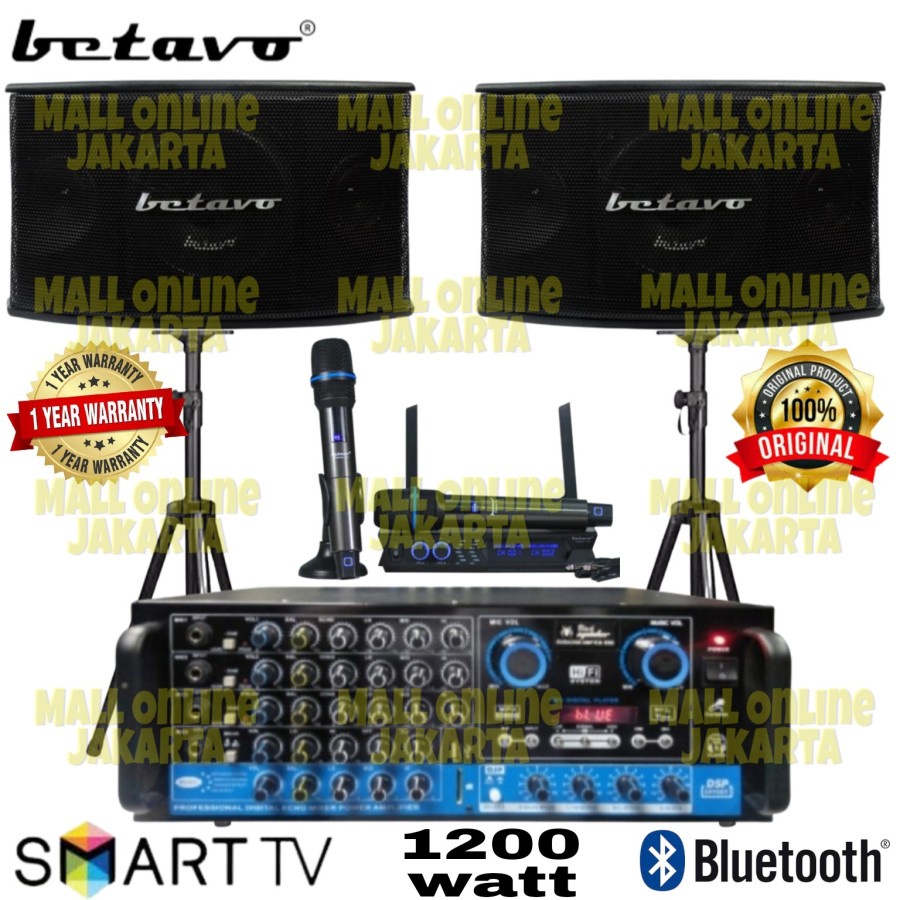 Paket karaoke set betavo 12 inch sound system bluetooth wireless