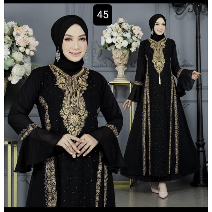 Gamis gamis abaya arab turkey long dress jubbah jersey ceruty syar'i terbaru - 45, M(I1C1) Gamis Tur