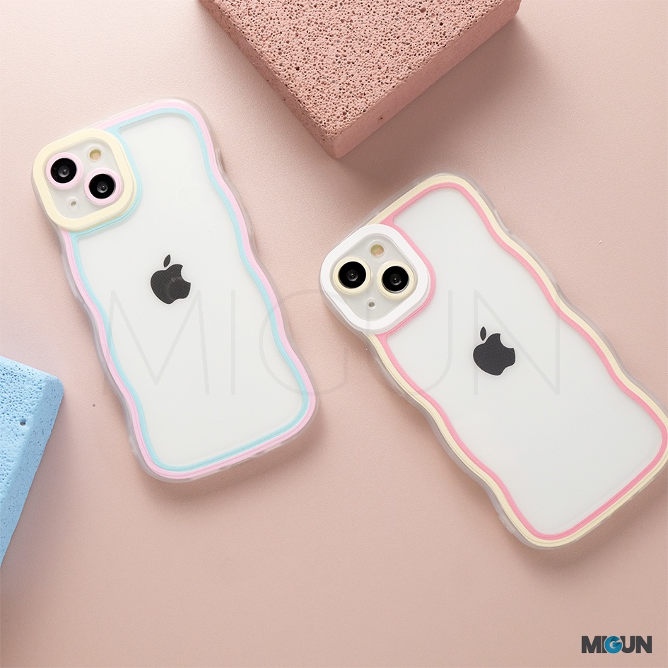 Curly Pastel Transparent Silicone Case iPhone 7 8 Plus X XS MAX XR 11 12 13 14 PRO MAX PLUS