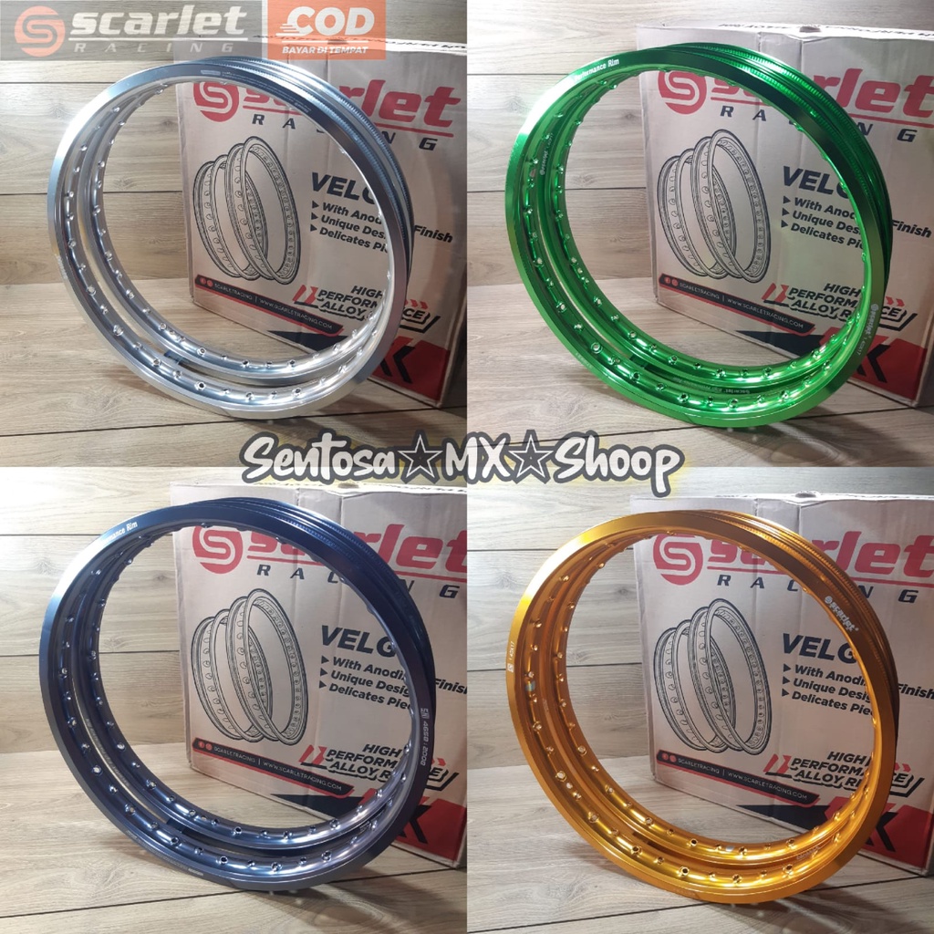 [ SEPASANG ] VELG / ALLOY SCARLET WM 140/140 RING 17 RATA KILAT GLOSSY WARNA SILVER / UNGU / GREY / 