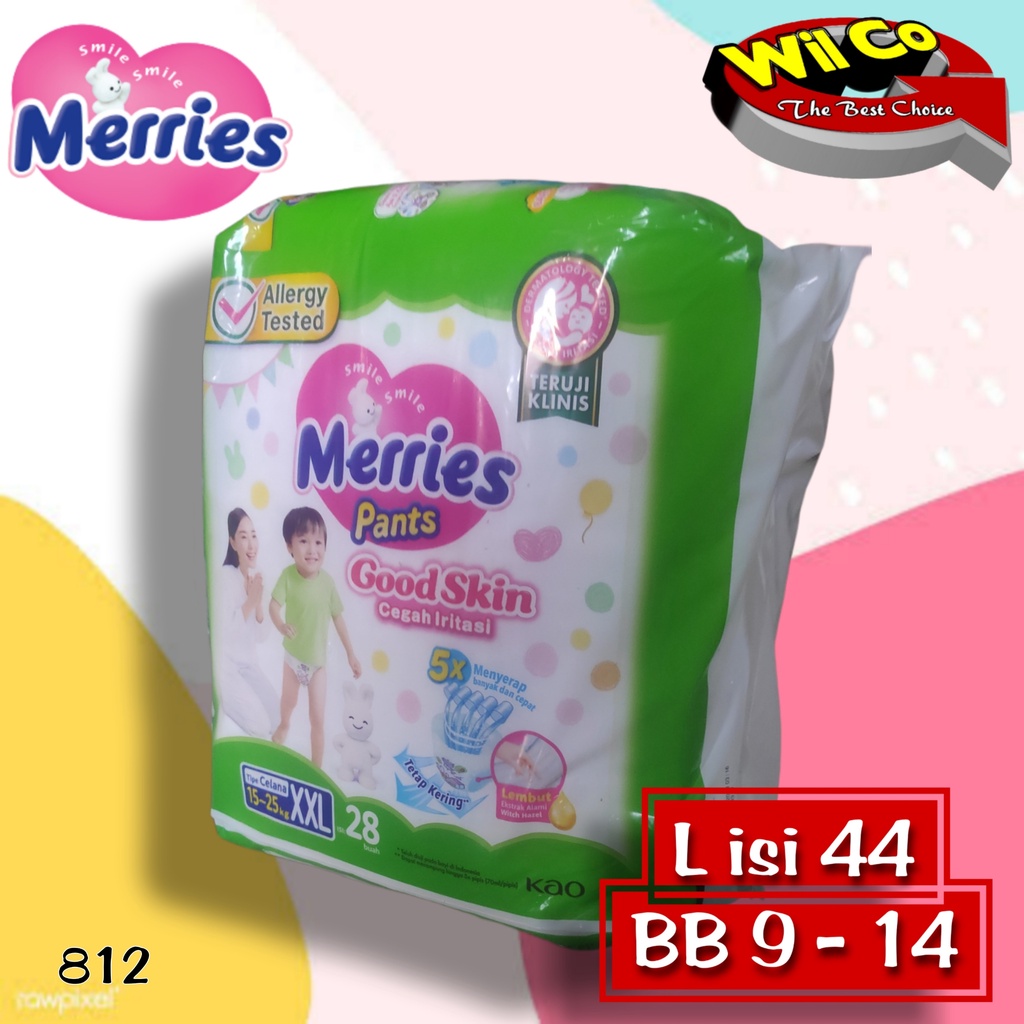 K812 - PAMPERS POPOK BAYI UNISEX MERRIES PANTS GOOD SKIN UKURAN S - XXL