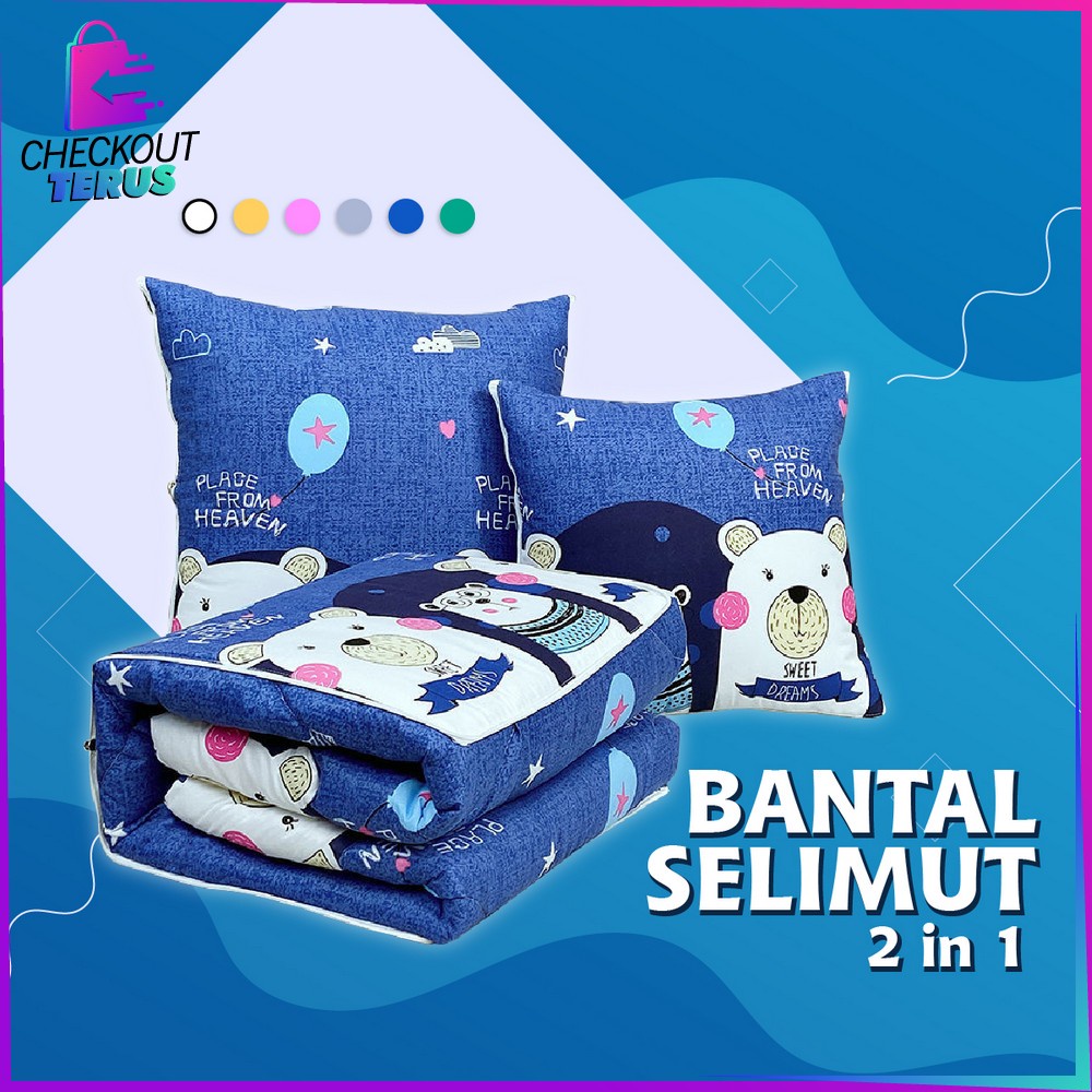 CT C595 Balmut Bantal Selimut 2IN1 Bisa Lipat Praktis Bantal Tidur Set Motif Karakter Kartun Blanket Bantal Travel Dewasa Anak