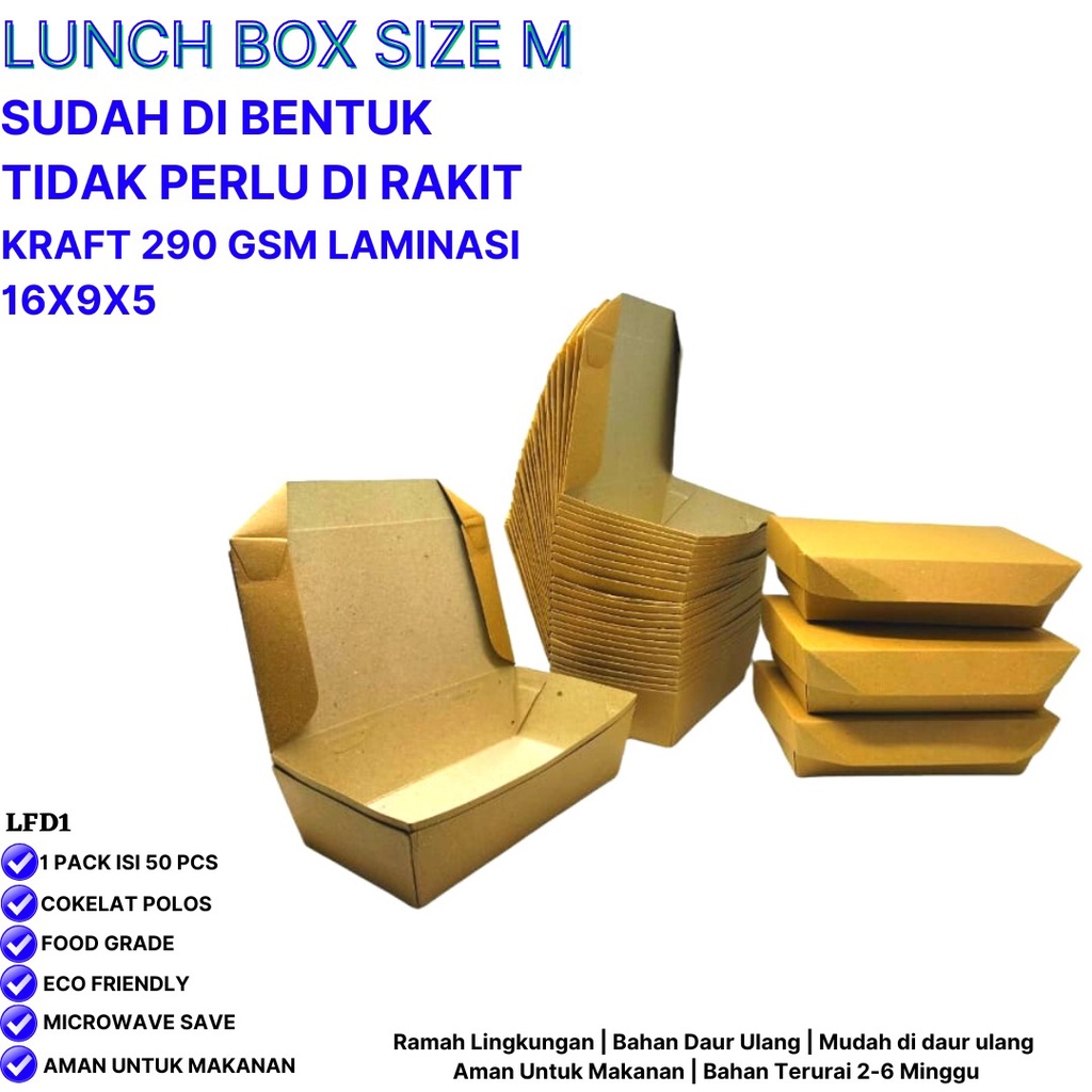 Lunch Box Medium Sudah Terbentuk Tidak Perlu Rakit (LFD1-16X9X5)