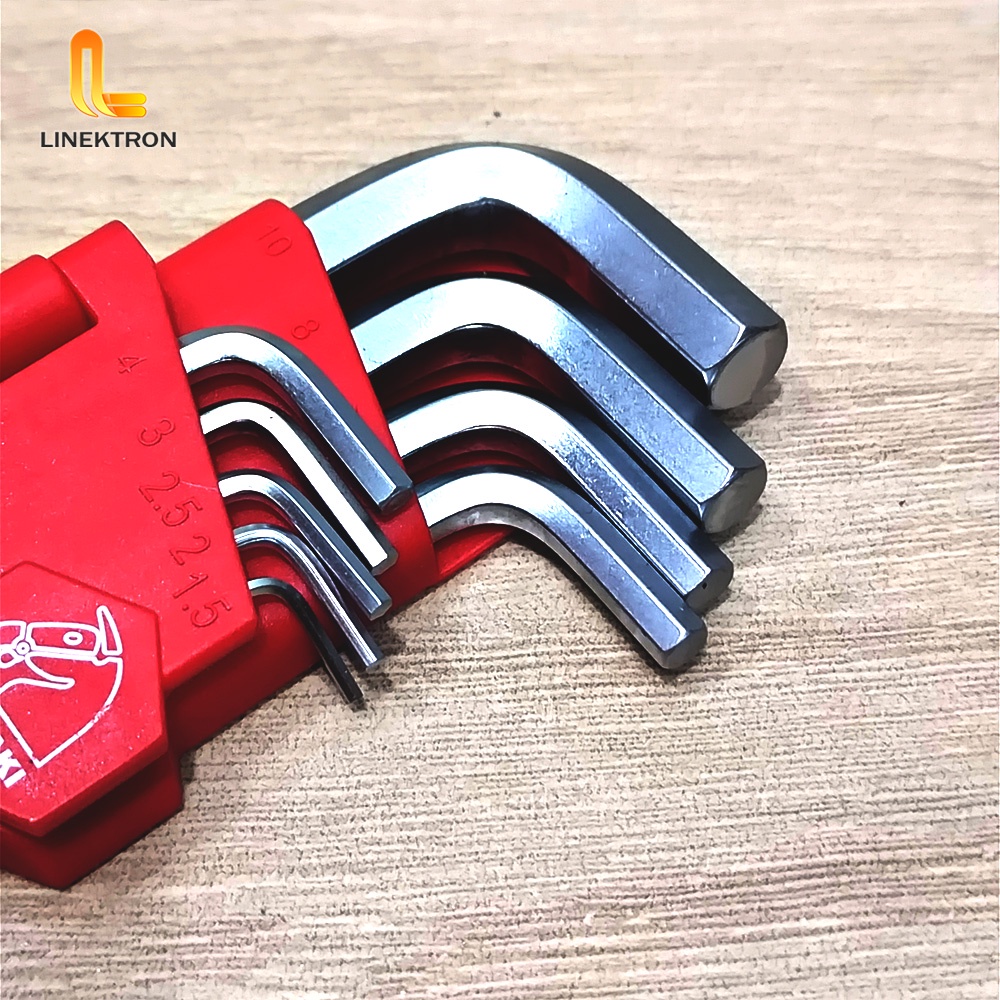 KUNCI L / HEX KEY LONG SET PANJANG MASSAKI 9 PCS ( 1,5 MM - 10 MM )