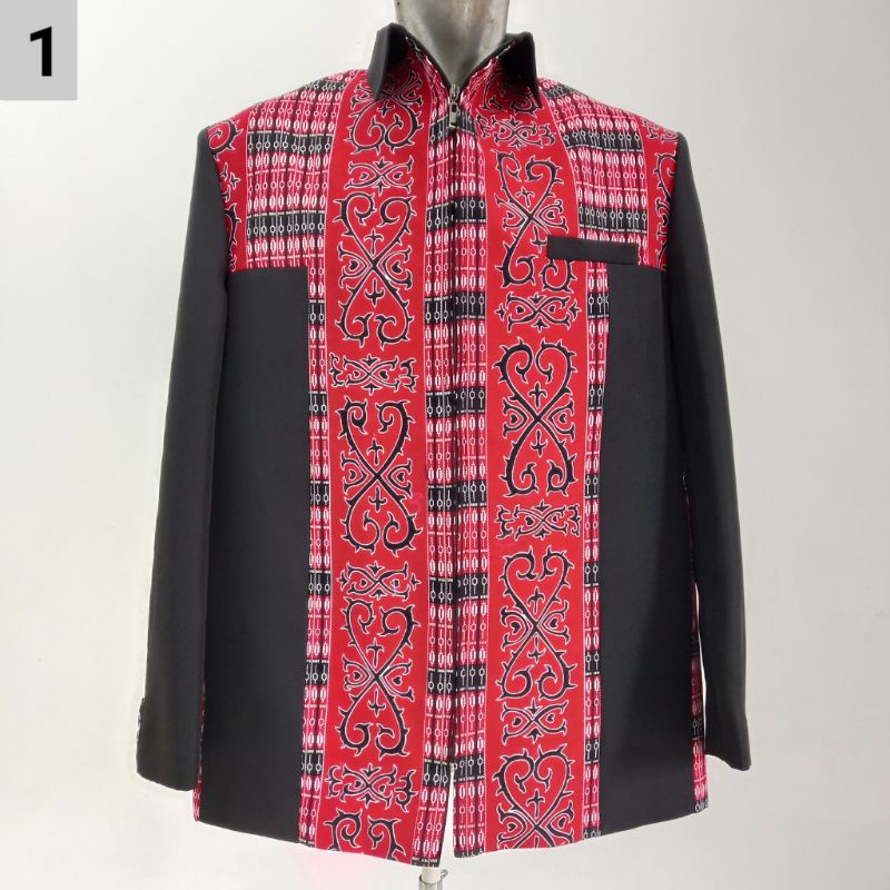 Jas jaket ulos Sumatera/ Jas jaket ulos gorga/ Jas semi jaket ulos kombinasi hitam/ Jasket ulos