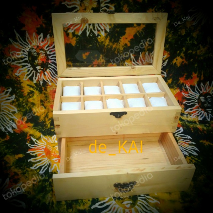 Terlaris Kotak Jam Tangan Kayu Isi 10 Mix Laci/Box Jam Tangan Kayu Jati Belanda