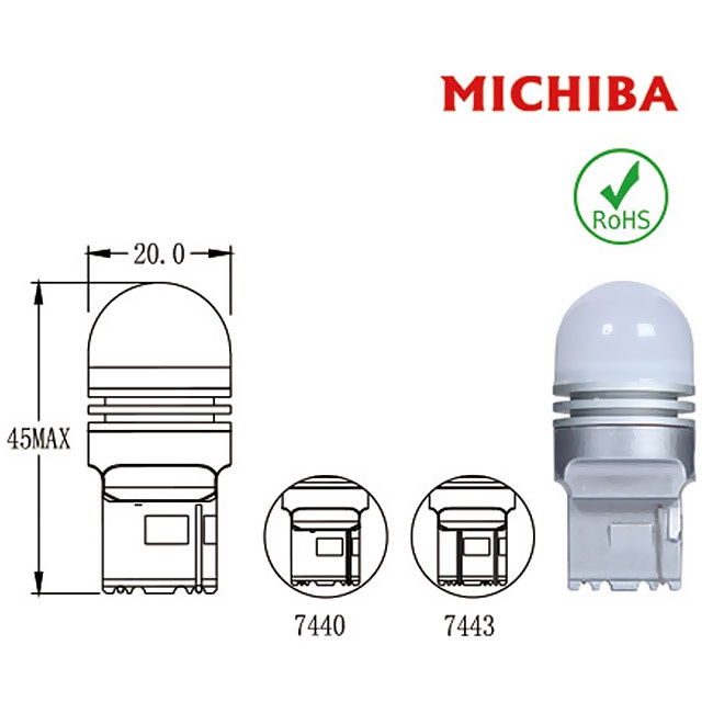 Lampu LED Rem Stoplamp T20 Double 7443 Michiba 3D Tancap Tusuk