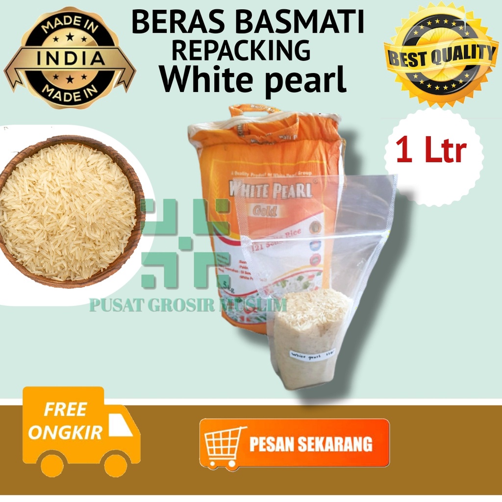 Beras Basmati 1 liter Dijamin Ori atau Uang Kembali!! Abu kass, daawat, white pearl kualitas premium!!!