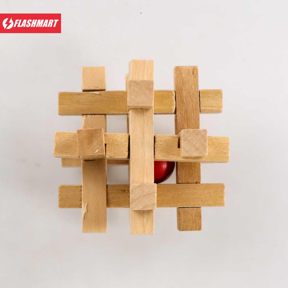 Flashmart Mainan 3D Wood Puzzle Tipe Take and Trapped Red Ball - OL3