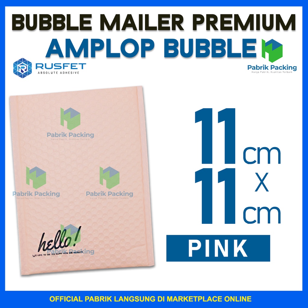 Amplop bubble mailer packing pink 11x11 cm bubble mailer rusfet