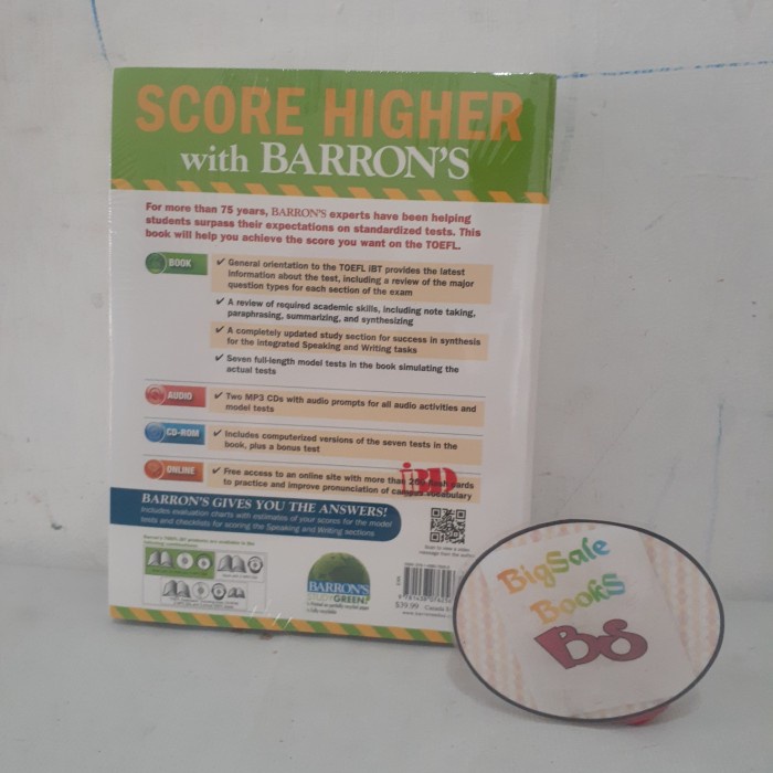 BARRON'S TOEFL IBT WITH CD-ROM AND MP3 AUDIO CDS, 15TH EDITION - ORI