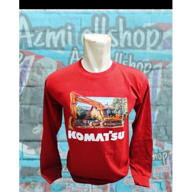 Baju kaos lengan panjang excavator Komatsu/lengan panjang merah/alat berat