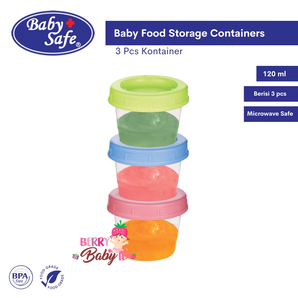 Baby Safe Baby Food Storage Containers 3 Pcs Kontainer MPASI Berry Mart