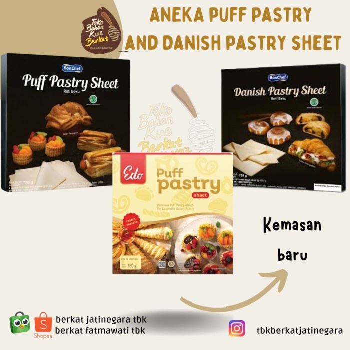 

DANISH PASTRY SHEET/PUFF PASTRY SHETT 750GR/WAJIB OJEK