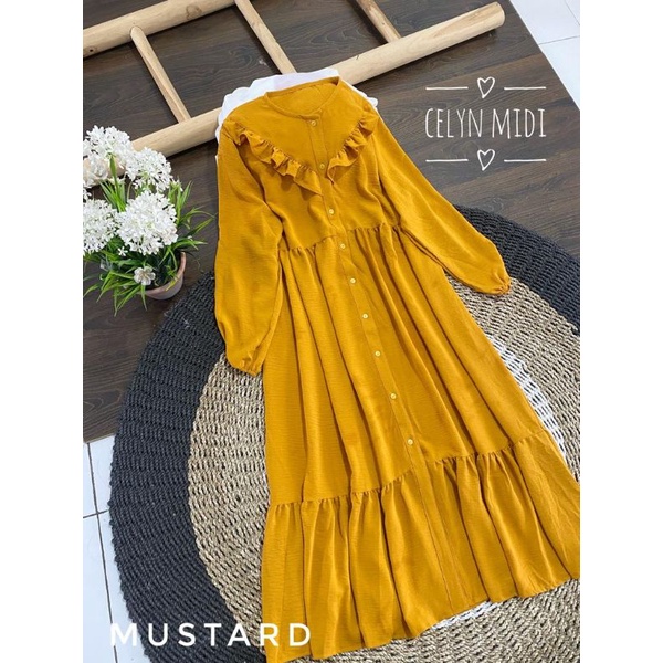 Gamis Celyn Midi Dress Casual Fashion Muslim Terbaru