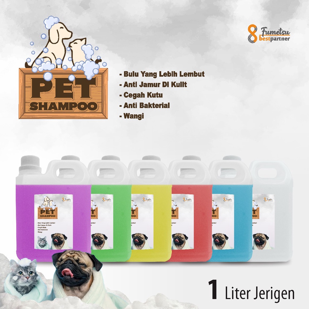 Pet Shampoo Hewan / Shampoo Kucing Dan Anjing Anti Jamur Aroma Wangi 1 Liter Jerigen