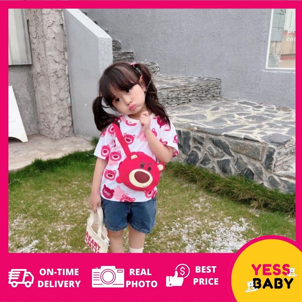 YESSBABY 1-9tahun TSUM LOTSO Gaun anak perempuan baru/versi Korea kartun rok denim dua potong palsu/rok kasual bayi perempuan/Dress baju anak cewek/baju anak perempuan 1tahun 2tahun 3tahun kado ulang tahun anak perempuan