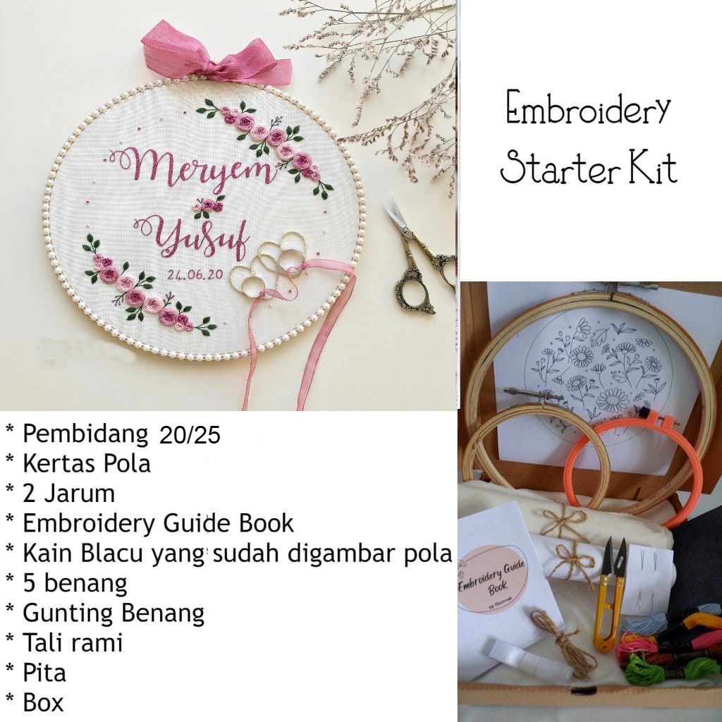 Embroidery Kit Package Flower Name Custom Seri B/Paket Sulam Untuk Pemula/Paket Sulam Tangan/Menyula