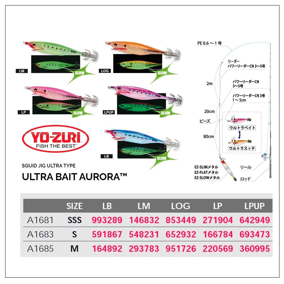 Yozuri Squid Jig Ultra Bait Aurora Egi Eging Umpan Cumi Sotong