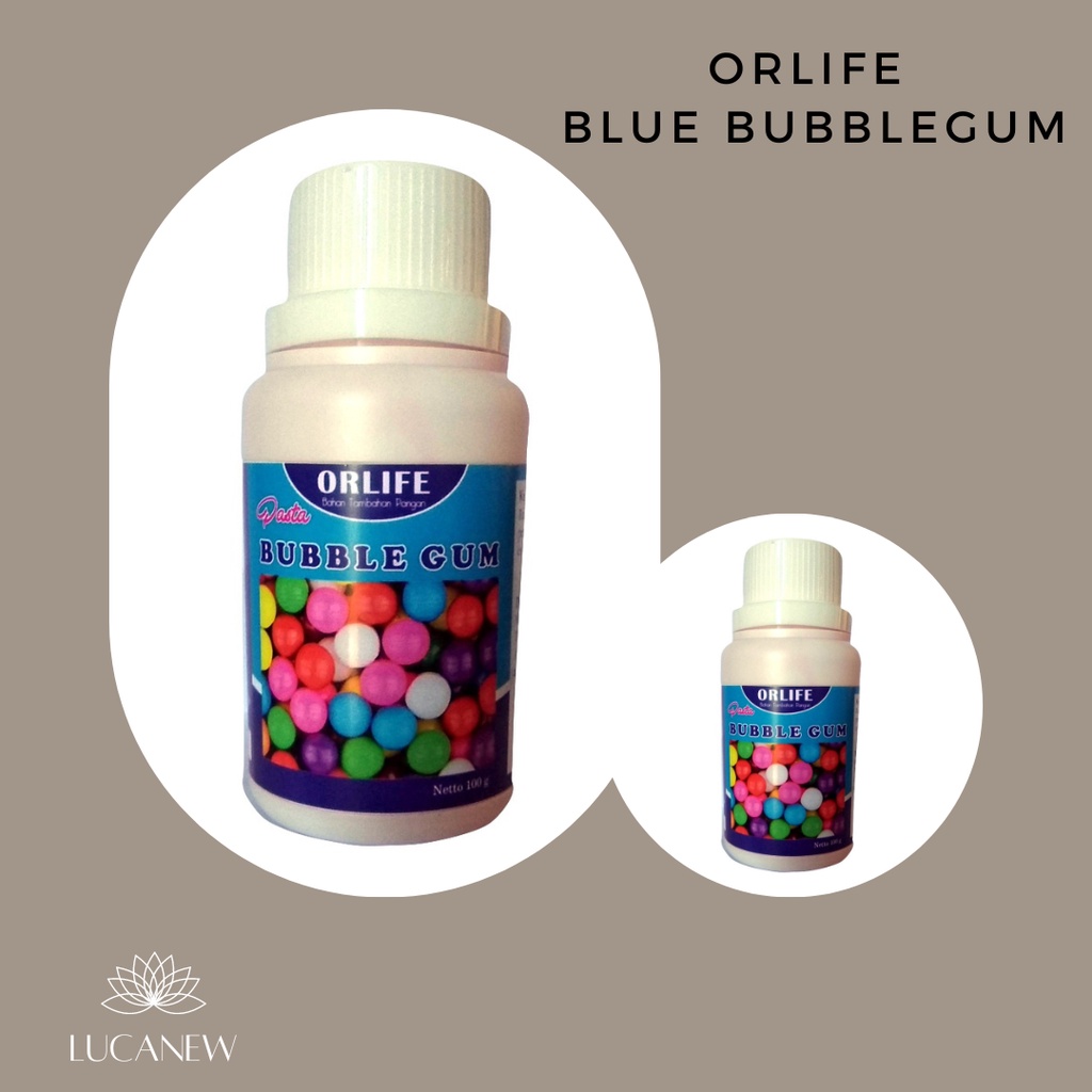 

ORLIFE BUBLE GUM BIRU/ COCOPANDAN/ KOPI HITAM/ SEMANGKA - PERISA PERMEN KARET - PERISTA BUBBLE GUM BLUE 100gr