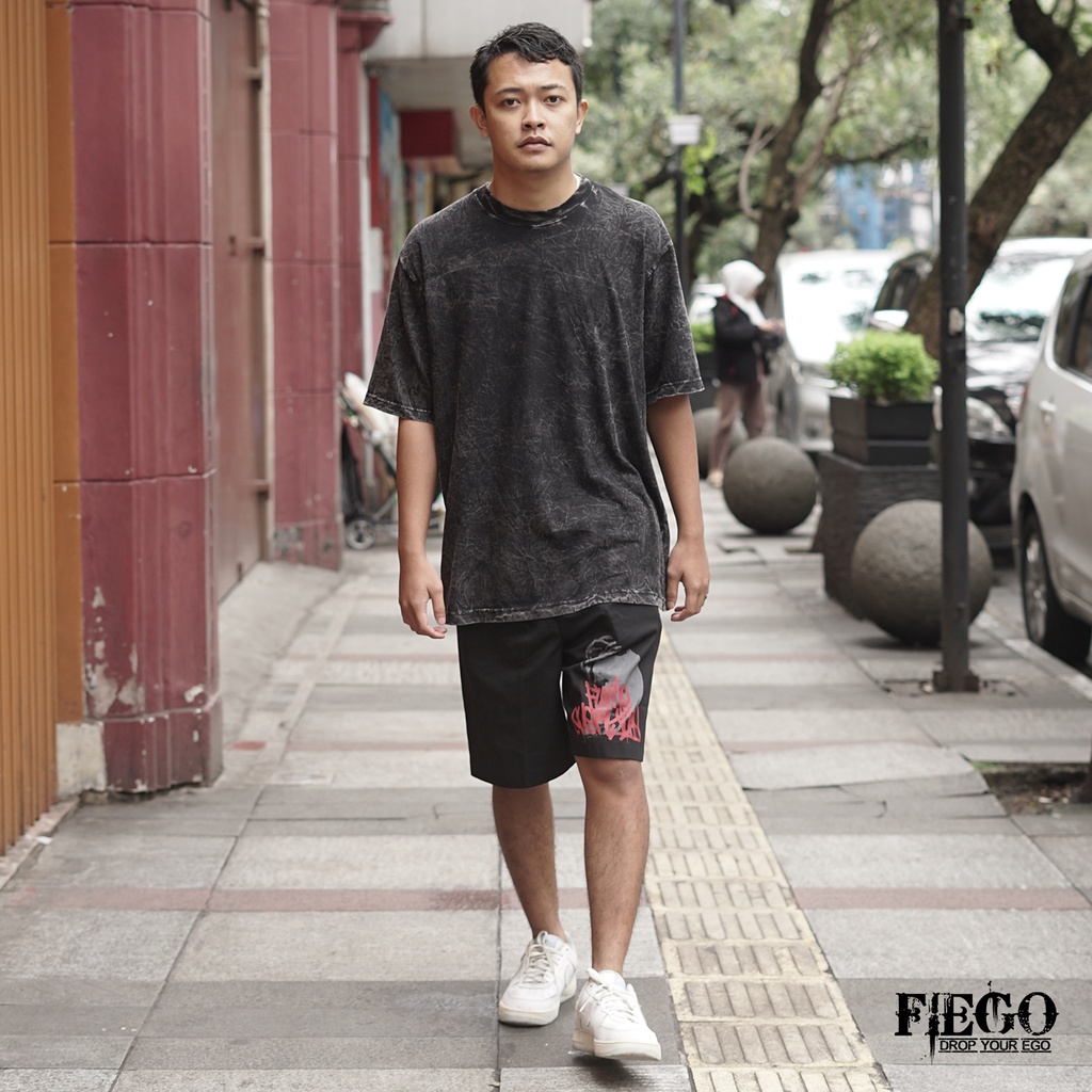 Fiego Kaos Stone Wash Polos | Premium Oversize T-Shirt | Stone Wash | Kaos Vintage | Kaos Abstrak | 