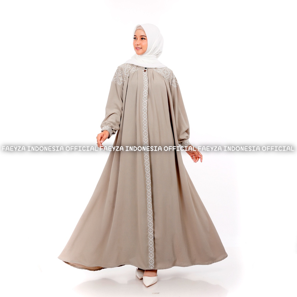 Gamis Polos Turkey Hawa Busui Bordir Ori By Original Faeyza Longdress Busana Muslimah