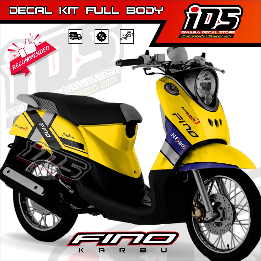 Decal Stiker Fino Karbu Full Body Stiker Motor Yamaha Fino Karbu 2012 Lama Racing Custom