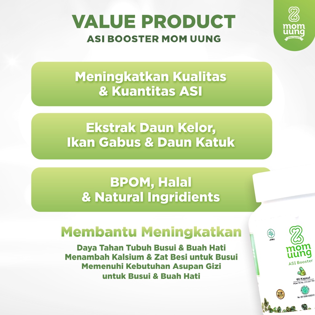 Paket Bundle Booster Mom Uung Bali 60 kapsul &amp; Kantong ASI 100ml / Booster Asi /Asi Bag Mom Uung