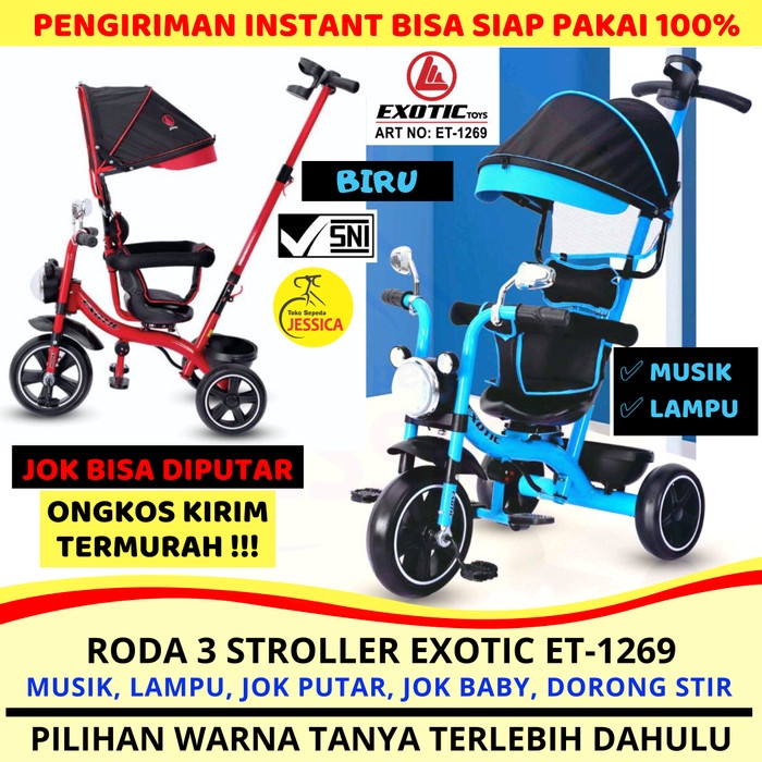 Best Seller Sepeda Anak Roda 3 Tricycle Stroller Exotic Et-1269 By Pacific Et 1269