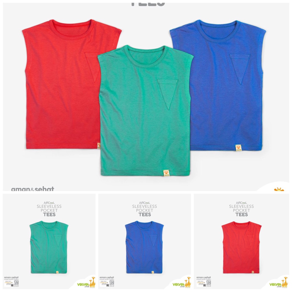Velvet Junior Sleeveless Pocket Tees T-Shirt Kutung Segitiga