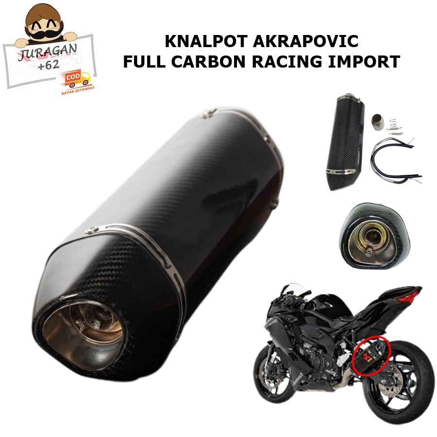 KNALPOT AKRAPOVIC FULL CARBON 52MM SILENCER RACING IMPORT