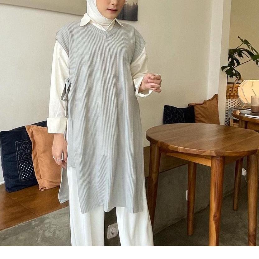 ➼ Vest Rompi Rajut Long Tali Tunik / Vest Rompi Tali Outerwear Rajut ❊