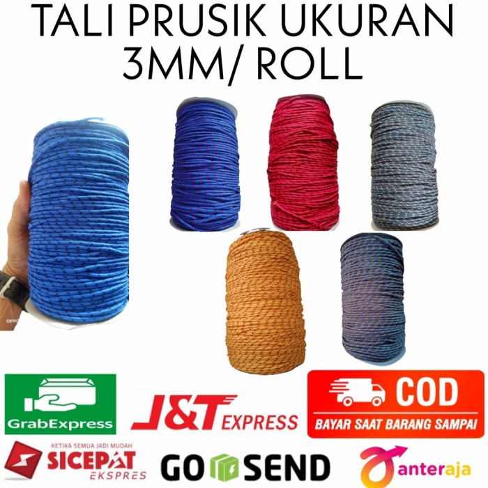 Terlaris Tali Prusik / Paracord Gelang 3Mm