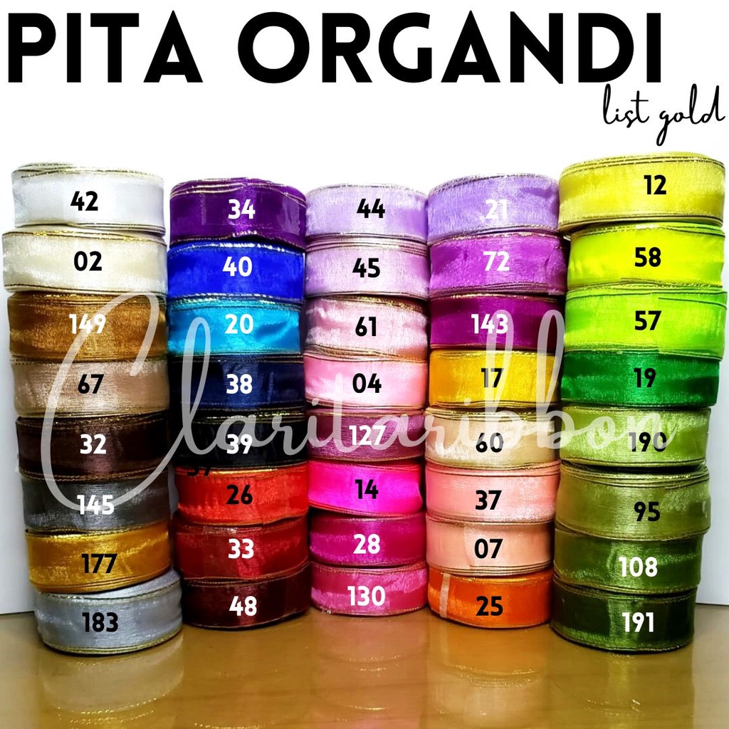 Pita Organdi List Emas 1&quot;inch 2,5 cm