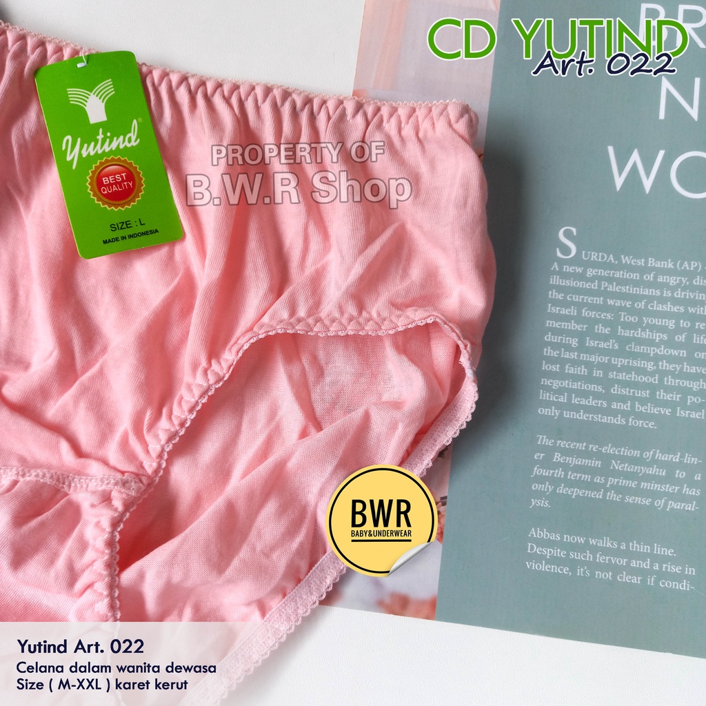 CD YUTIND 022 Karet Renda / Celana Dalam Wanita Dewasa Yutind Warna Muda Bahan Lumbut | Bwr