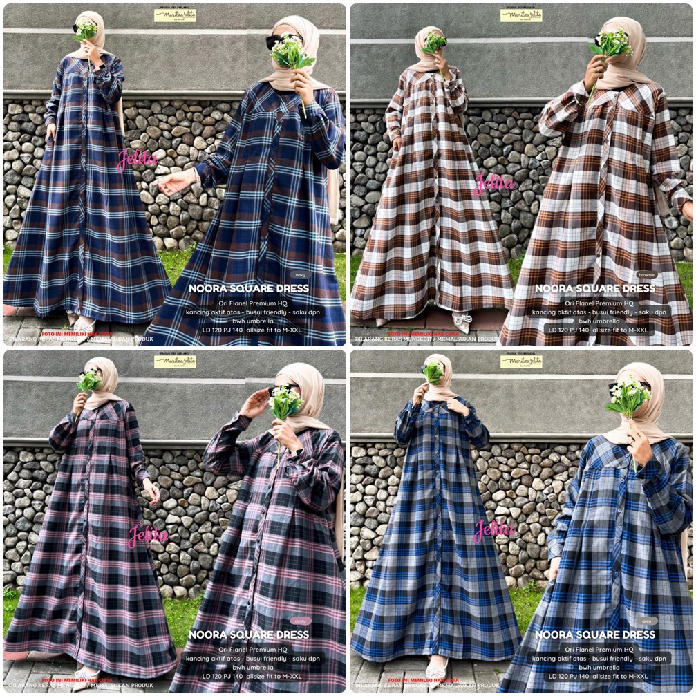 NOORA SQUARE / 5.7 / BAHAN FLANEL PREMIUM / LD 120 CM / PB 140 CM / DRESS JUMBO FIT M-XXL / JELITA