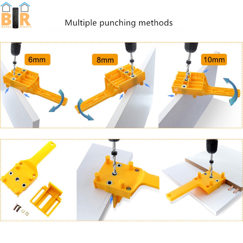 Dowelling Jig Alat Pelubang Penyambung Papan Sambungan Kayu Dowel Plywood Drill Guide Jointer 6 8 10 MM