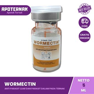 WORMECTIN 5 ml Gratis spet 1 cc | Obat Scabies Gudik Jamur Kutu Caplak Cacing Untuk Sapi Kambing Kucing Anjing Kelinci | Obat Parasit Luar dan Dalam | Apoternak