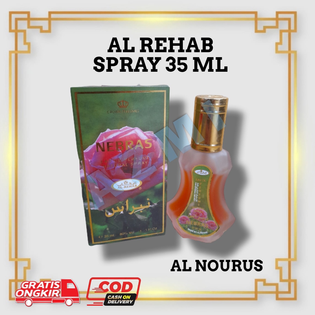 Parfum Al Rehab Spray Nebras 35ml, Original Jeddah/Minyak Wangi Sholat Parfum Pria ar rehab