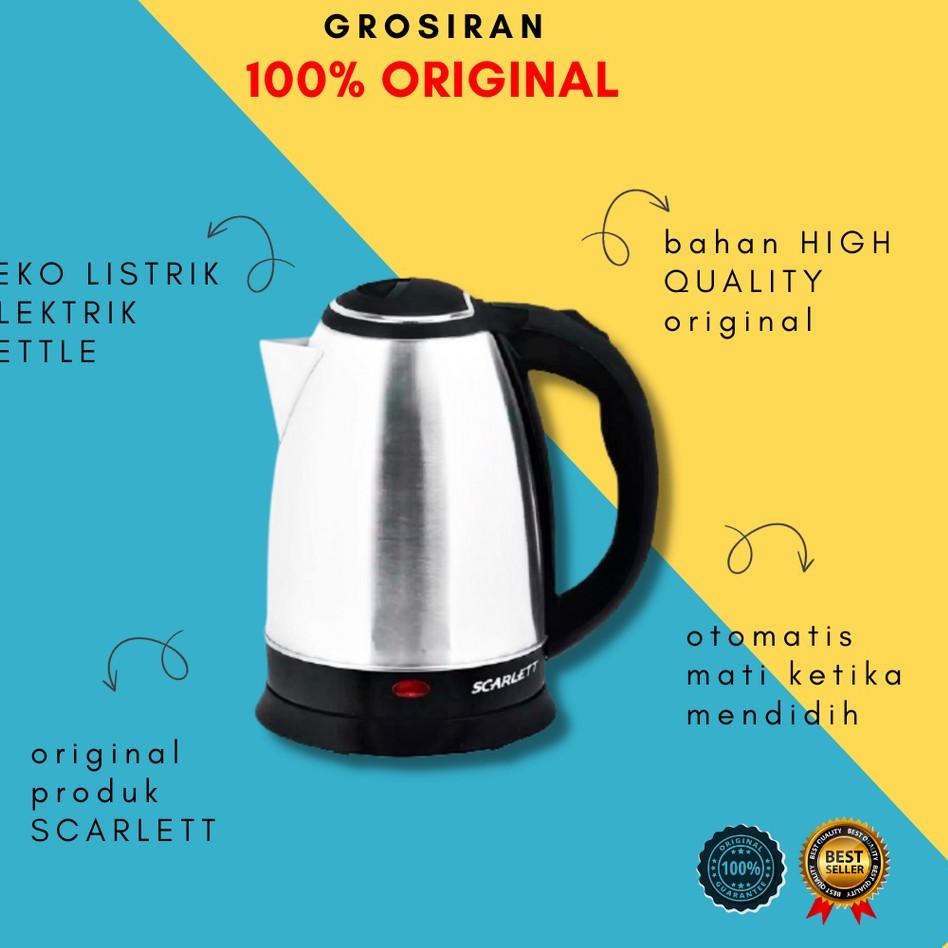 ☋ Teko Listrik Scarlett Alat Rebus Pemanas Air Minum Super Kettle Mini Termurah stainless ceret L4K4